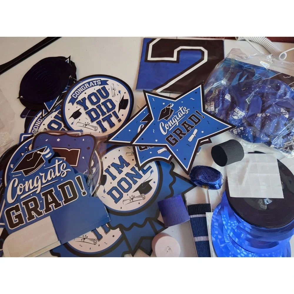 Huge New Lot Of Graduation Decor Blue Grad 2026 Banner Balloons $26 Value